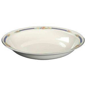 6 HALL Rim Soup Bowl Blue Bouquet (Platinum Trim)